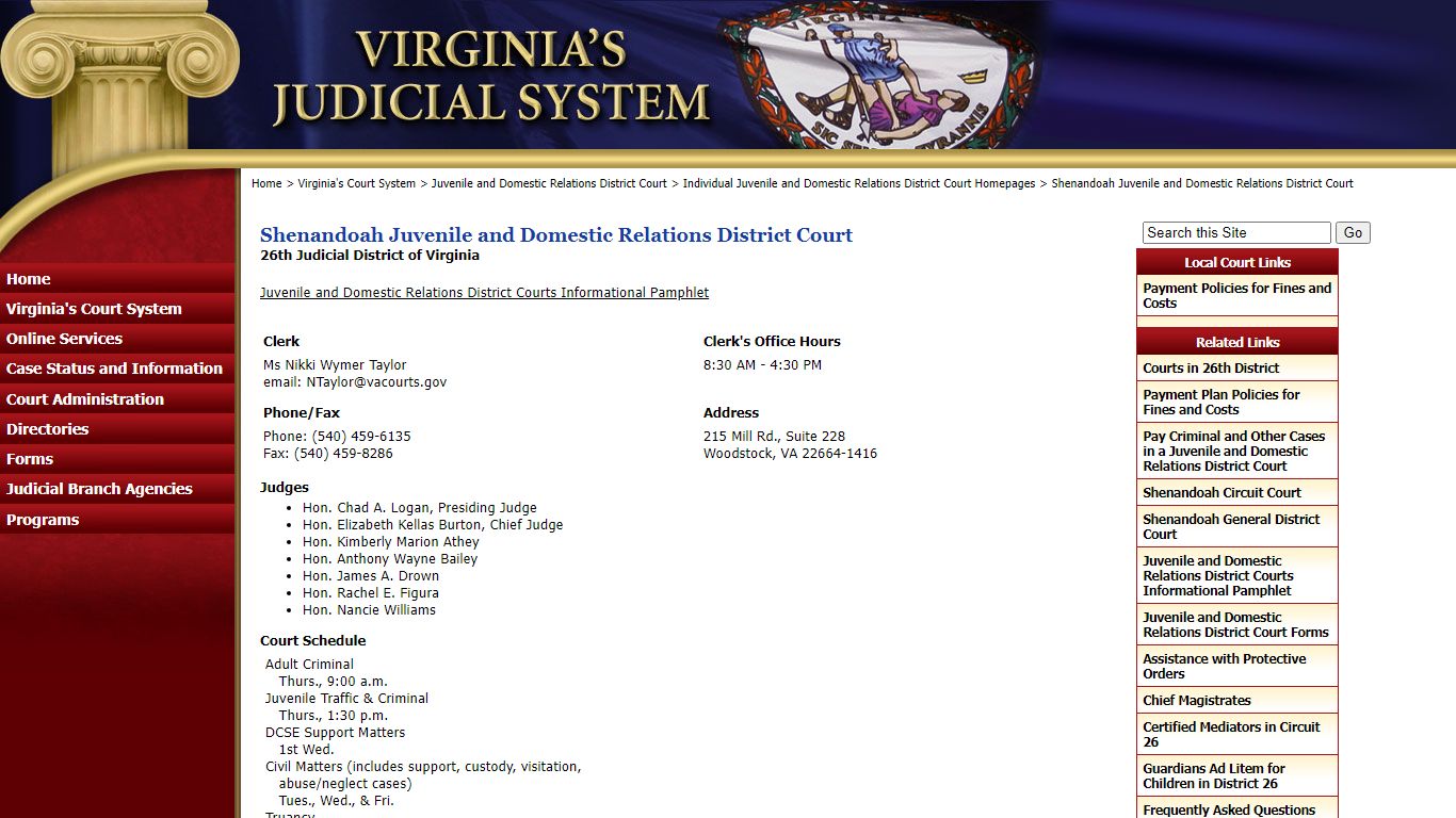 Shenandoah Juvenile and Domestic Relations District Court