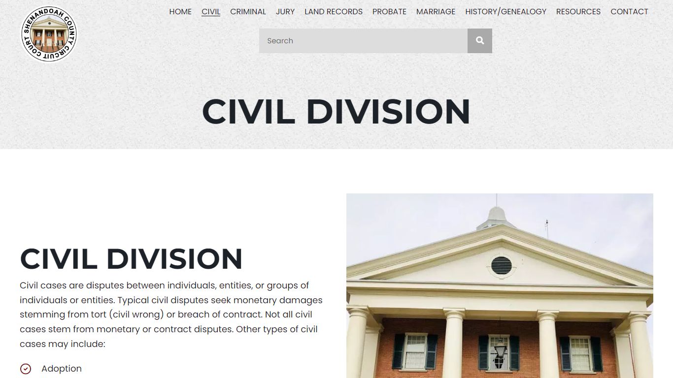 Civil Case Records | Shenandoah County Circuit Court